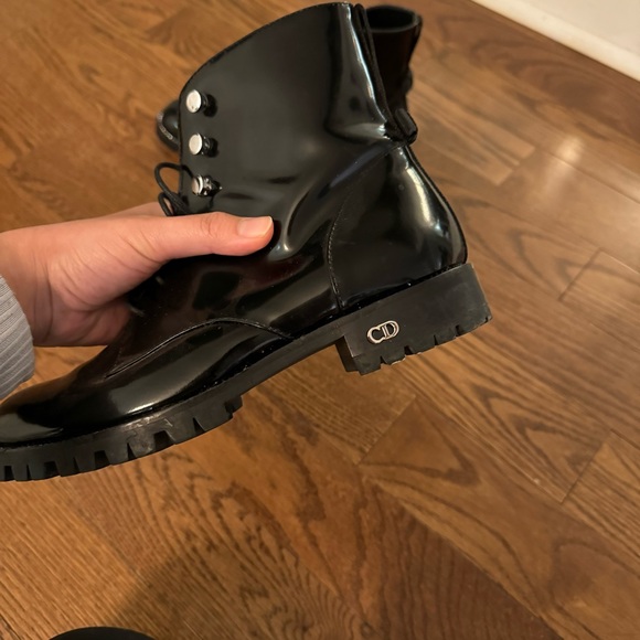Dior Rebelle Patent Crystal Lace Up Combat Boots - Picture 6 of 9